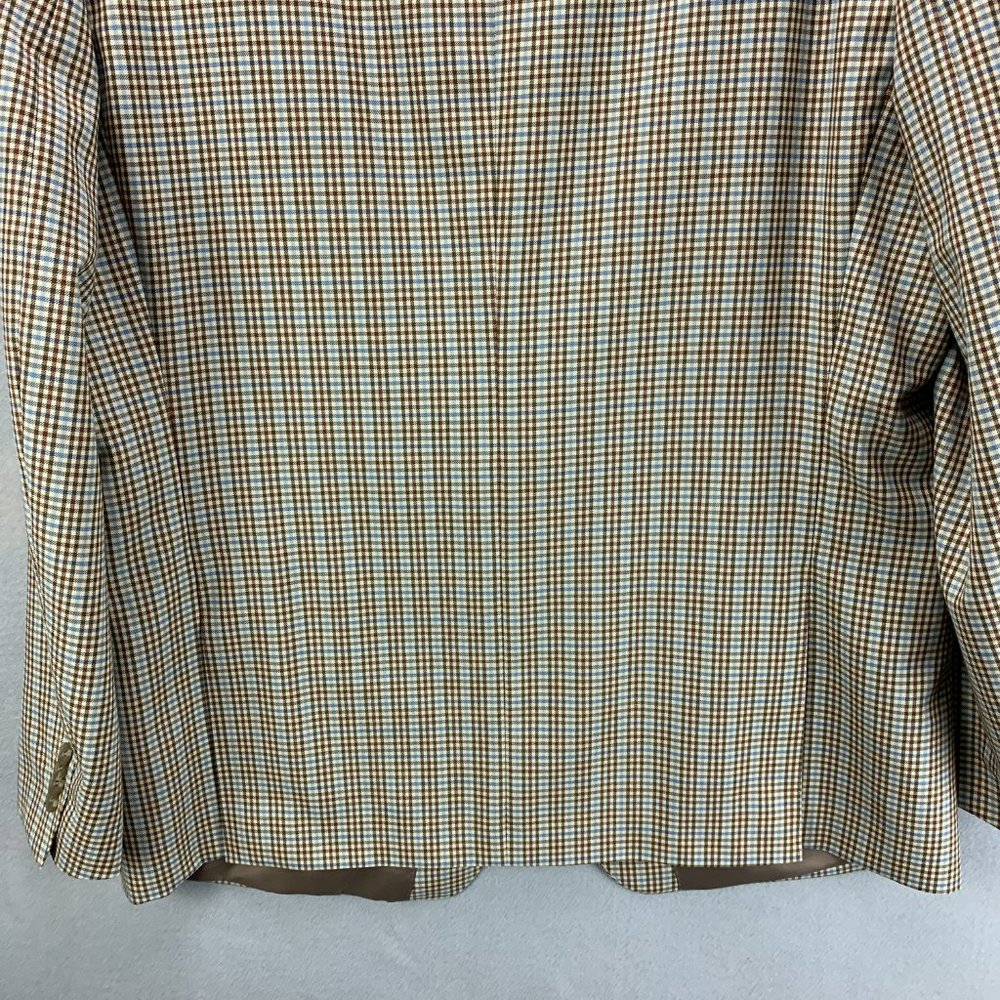 **SOLD**Roberto Rosso Sport Coat Mens 44R Brown Blue Check Wool Blend - Picture 6 of 16